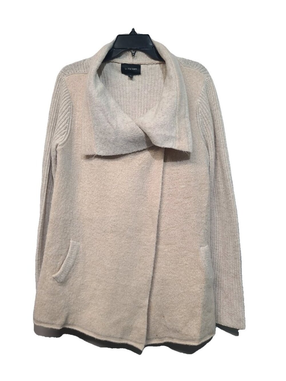 La Fee Verte Draped Boucl Cardigan Sweater L Cream Good